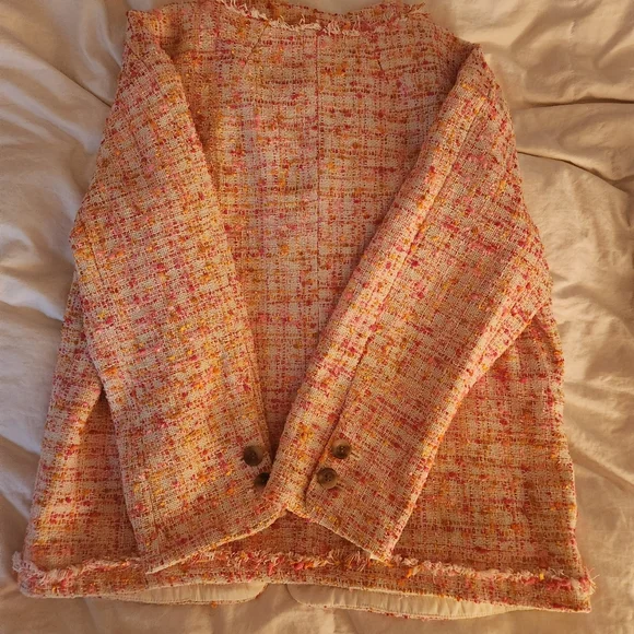 Ann Taylor confetti jacket orange/pink/beige size 0 BNWT - Picture 12 of 12